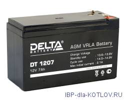 АКБ для эхолота малой и средней мощности, емкость 7 Ah Delta DT 1207